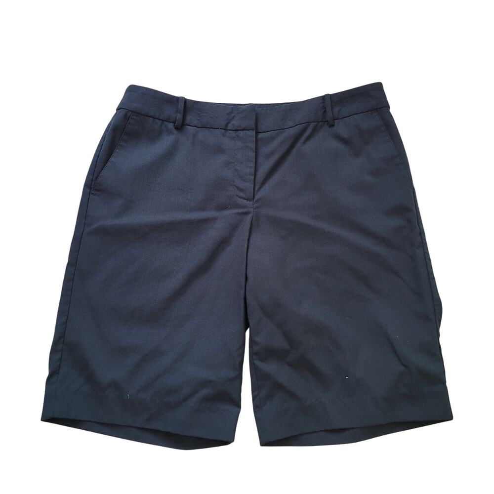 J. Jill Size	8 Simple 120 Washable 100% Wool Bermuda‎ Pocket Shorts Navy Blue
